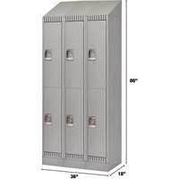 Lockers, 2 -tier, Bank of 3, 36" x 18" x 86", Steel, Grey, Knocked Down Ontario Safety Products