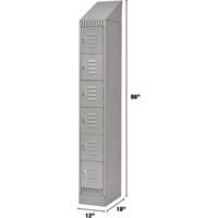 Lockers, 6 -tier, 12" x 18" x 86", Steel, Grey, Knocked Down Ontario Safety Products
