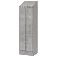 Lockers, 6 -tier, Bank of 2, 24" x 18" x 86", Steel, Grey, Knocked Down Ontario Safety Products