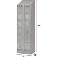 Lockers, 6 -tier, Bank of 2, 24" x 18" x 86", Steel, Grey, Knocked Down Ontario Safety Products