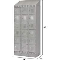 Lockers, 6 -tier, Bank of 3, 36" x 18" x 86", Steel, Grey, Knocked Down Ontario Safety Products