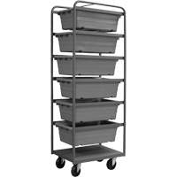 Mobile Tub Rack, Double-sided, 6 bins, 26" W x 18" D x 74" H FM025 | Ontario Safety Product