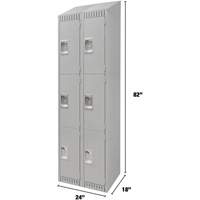 Casiers, 3 niveaux, Bloc de 2, 24" x 18" x 82", Acier, Gris, D&eacute;mont&eacute; Ontario Safety Products