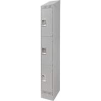 Lockers, 3 -tier, 12" x 18" x 86", Steel, Grey, Knocked Down Ontario Safety Products