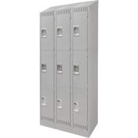 Lockers, 3 -tier, Bank of 3, 36" x 18" x 86", Steel, Grey, Knocked Down Ontario Safety Products