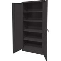 Storage Cabinet, Steel, 4 Shelves, 66" H x 30" W x 15" D, Black Ontario Safety Products