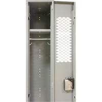 Vented Lockers, Bank of 3, 36 x 18" x 88", Steel, Grey, Knocked Down, Perforated Ontario Safety Products