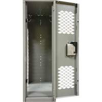 Vented Lockers, 2 -tier, Bank of 3, 36 x 18" x 88", Steel, Grey, Knocked Down, Perforated Ontario Safety Products