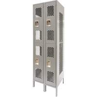 Vented Lockers, 2 -tier, Bank of 2, 24" x 18" x 78", Steel, Grey, Knocked Down, Perforated Ontario Safety Products