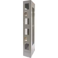 Vented Lockers, 2 -tier, 12" x 18" x 78", Steel, Grey, Knocked Down, Perforated Ontario Safety Products