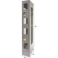 Vented Lockers, 2 -tier, 12" x 18" x 78", Steel, Grey, Knocked Down, Perforated Ontario Safety Products