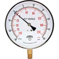 Contractor Pressure Gauge, 4-1/2" , 30 - 0 - 30 psi, Bottom Mount, Analogue HN322 | Ontario Safety Product