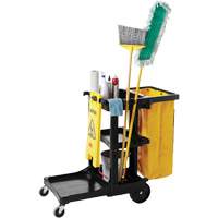 Janitor Carts, 46" x 21-3/4" x 38-3/8", Plastic, Black JB600 | Ontario Safety Product