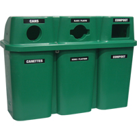 Recycling Containers Bullseye, Curbside, Plastic, 3 x 22 US Gal. Ontario Safety Products