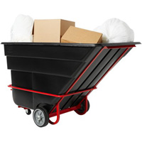 Chariot basculeur en acier, Plastique recycl&eacute; noir, 1/2 vg³, Capacit&eacute; de charge de 1400 lb Ontario Safety Products