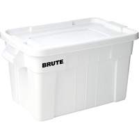 Brute Storage Tote with Lid, 27.88” D x 17.38” W x 15.13" H, 160 lbs. Capacity, White JD657 | Ontario Safety Product
