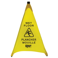 "Wet Floor" Pop-Up Safety Cone, Bilingual with Pictogram JI455 | Ontario Safety Product