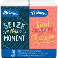 Kleenex<sup>®</sup> Facial Tissue Pocket Pack, 3 Ply, 8.3" L x 8.6" W, 10 Sheets/Box JL019 | Ontario Safety Product