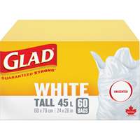 Sacs &agrave; ordures hauts 45 L sans parfum, R&eacute;gulier, 24" la x 28" lo, Blanc Ontario Safety Products