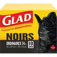 74L Garbage Bags, Regular, 26" W x 33" L, Black Ontario Safety Products