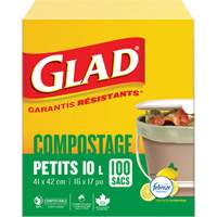 Small Compostable Bags, Regular, 17" L x 16" W, Brown, 10 L (3 Gal.) Capacity Ontario Safety Products