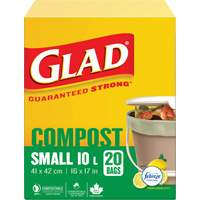 Small Compostable Bags, Regular, 17" L x 16" W, Brown, 10 L (3 Gal.) Capacity Ontario Safety Products