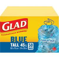 45L Recycling Bags, Regular, 24" W x 28" L, Blue, Draw String JP309 | Ontario Safety Product