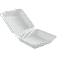 Compostable Hinged Food Containers, Bagasse, Square JP901 | Ontario Safety Product