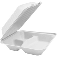 Compostable Hinged Food Containers with Compartments, Bagasse, Square JP905 | Ontario Safety Product