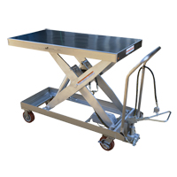 Table &eacute;l&eacute;vatrice &agrave; ciseaux hydraulique pneumatique, Acier inoxydable, 47-1/2" lo x 24" la, Cap. 2000 lb Ontario Safety Products