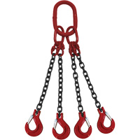 Chain Sling, Grade 80 Chain, Quadruple Legs, Oblong & Slip Hooks, 9/32" x 5' LV966 | Ontario Safety Product