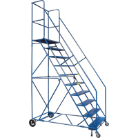 CSA-Certified Rolling Step Ladder with Locking Step, 10 Steps, 30" Step Width, 89" Platform Height, Steel Ontario Safety Products