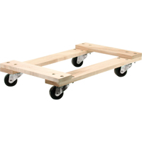 Wood Dollies - Medium-Duty, Polyolefin Wheels, 900 lbs. Capacity, 18" W x 30" D x 7" H Ontario Safety Products