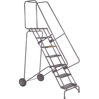 Fold-N-Store Rolling Ladders, 5 Steps, Perforated, 50" High MD588 | Ontario Safety Product