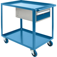 Heavy Duty Shelf Cart with Drawer, 1200 lbs. Capacity, Steel, 24" x W, 36" x H, 48" D, Rubber Wheels, All-Welded, 1 Drawers ML081 | Ontario Safety Product