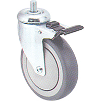 Zinc Plated Caster, Swivel with Brake, 4" (102 mm) Dia., 200 lbs. (91 kg.) Capacity MI946 | Ontario Safety Product