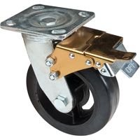 Mold-on Caster, Swivel with Brake, 6" (152.4 mm), Rubber, 550 lbs. (249 kg.) Ontario Safety Products