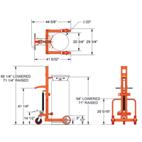 Grand chariot hydraulique HLCC pour bouteille de gaz liquide, Roues Polyur&eacute;thane, Base de 20" la x 20" p, 1000 lb Ontario Safety Products