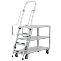 Chariot de pr&eacute;paration en aluminium avec &eacute;chelle, Aluminium, 22" la x 51-1/2" p, 3 tablettes, Capacit&eacute; 800 lb Ontario Safety Products