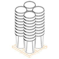 Baril emboîtable en poly&eacute;thyl&egrave;ne, 55 gal. US (45 gal. imp.), Dessus ouvert, Jaune Ontario Safety Products