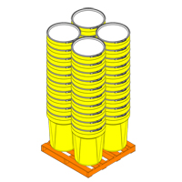 Baril emboîtable en poly&eacute;thyl&egrave;ne, 30 gal. US (25 gal. imp.), Dessus ouvert, Jaune Ontario Safety Products