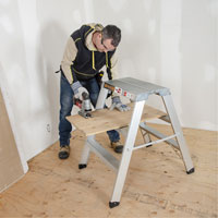 Poste de travail chevalet de sciage portatif, Cadre Aluminium, 12-1/4" p x 36" h Ontario Safety Products