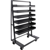 Single-Sided Heavy Duty A-Frame Cart with 6 Lipped Trays, 38" x 25" x 63", 2500 lbs. Capacity Ontario Safety Products
