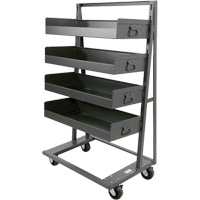 Single-Sided Heavy Duty A-Frame Cart with 4 Large Lipped Trays, 38" x 25" x 63", 2500 lbs. Capacity Ontario Safety Products