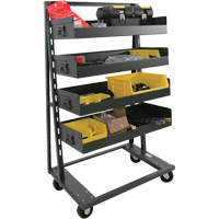 Single-Sided Heavy Duty A-Frame Cart with 4 Large Lipped Trays, 38" x 25" x 63", 2500 lbs. Capacity Ontario Safety Products