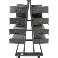 Double-Sided Heavy Duty A-Frame Cart with 8 Large Trays, 38" x 30" x 63", 2500 lbs. Capacity Ontario Safety Products