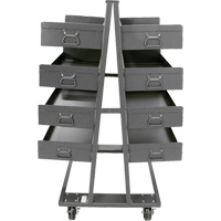 Double-Sided Heavy Duty A-Frame Cart with 8 Large Lipped Trays, 38" x 30" x 63", 2500 lbs. Capacity Ontario Safety Products