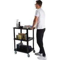 Utility Cart with Flat Shelf, 3 Tiers, 18-1/8" x 37-3/8" x 27-3/4", 330 lbs. Capacity Ontario Safety Products