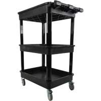 Utility Cart with Deep Lip Shelf, 3 Tiers, 19" x 39-1/2" x 28-1/4", 330 lbs. Capacity Ontario Safety Products