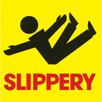 C&ocirc;nes de d&eacute;viation - &eacute;tiquettes de message  Slippery , Adh&eacute;sif, Anglais avec pictogramme Ontario Safety Products